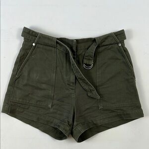 Rag & Bone Dark Green High Waist Belted Shorts